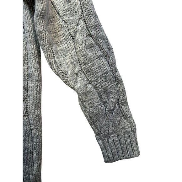 Lands End Womens Cable Knit  Sweater M/P Gray Wool Blend Fisherman Look - Picture 12 of 13